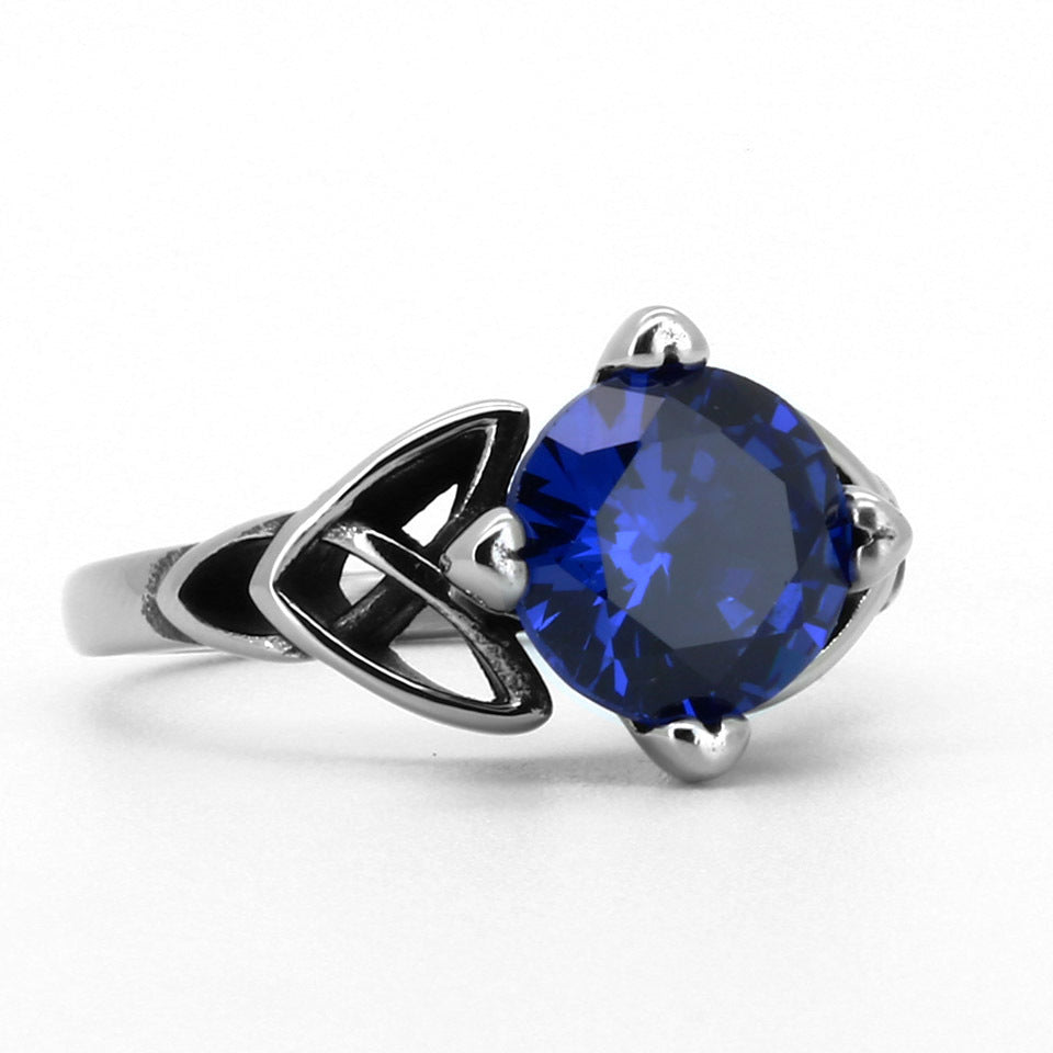 Wholesale Titanium steel ring Blue diamond stainless steel ring